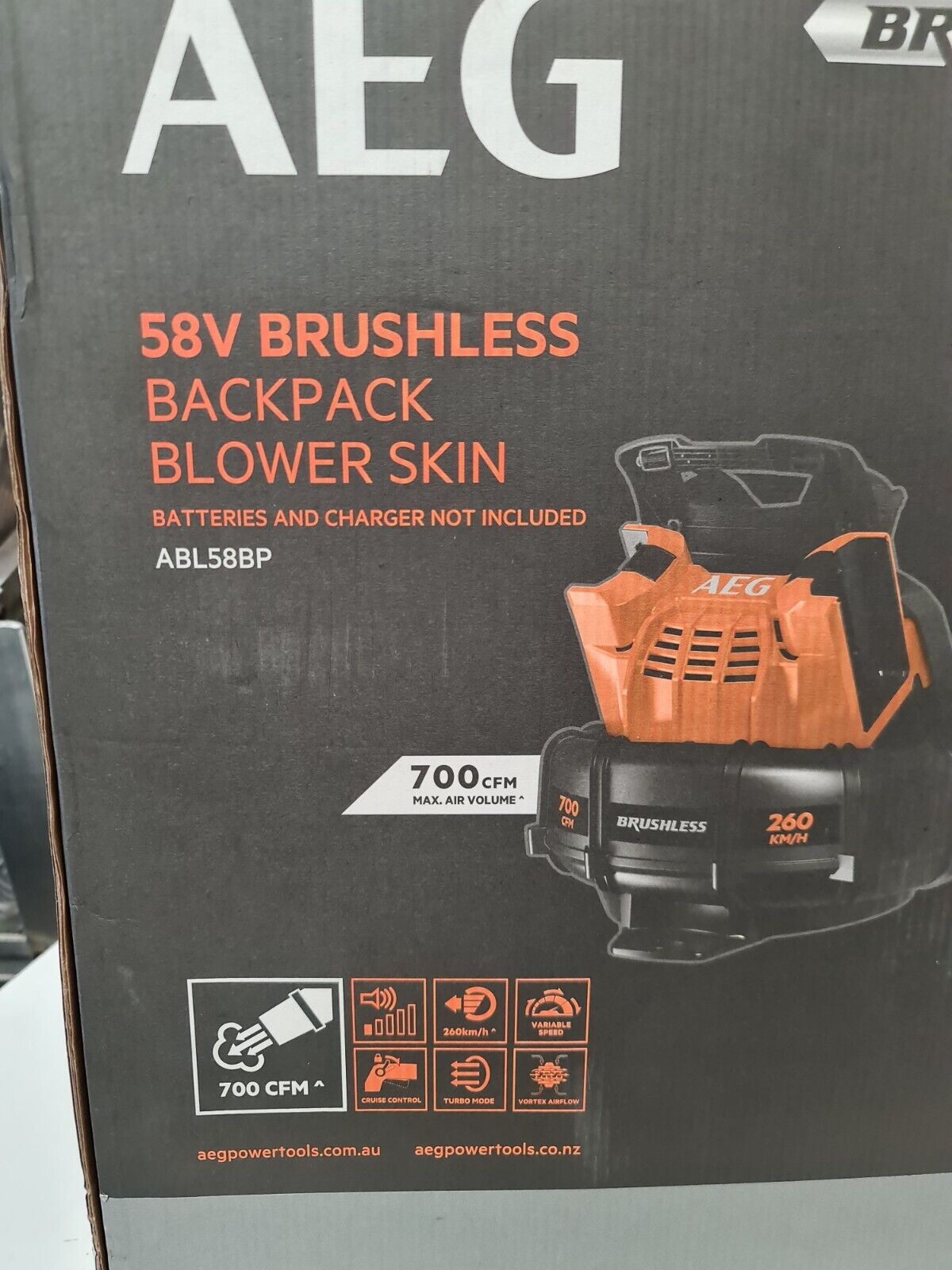 AEG 58v Brushless Backpack Blower 700CFM - New in Box