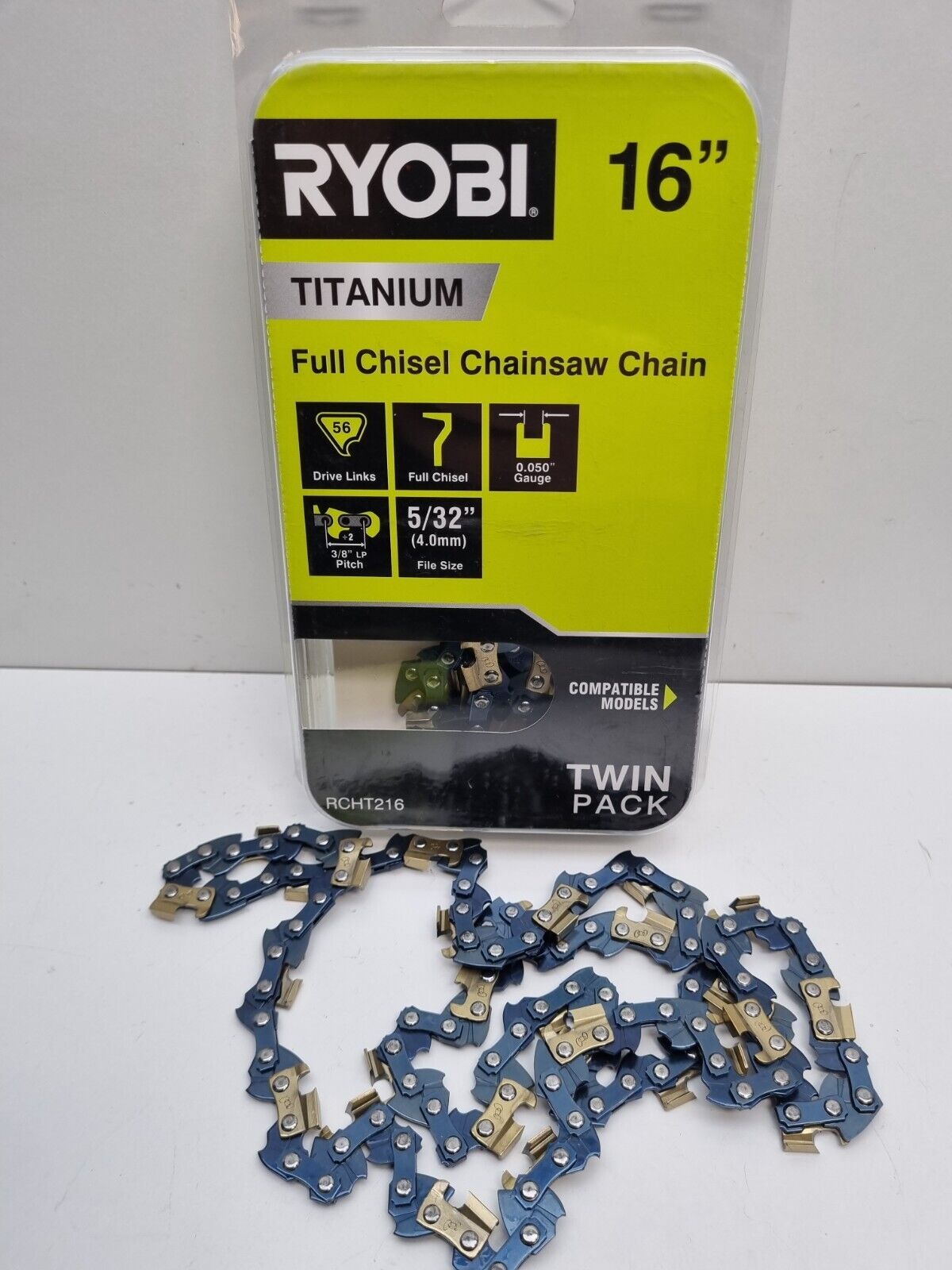 Ryobi 16" Titanium Chain 56-0.050 - 3/8 Twin Pack power tools