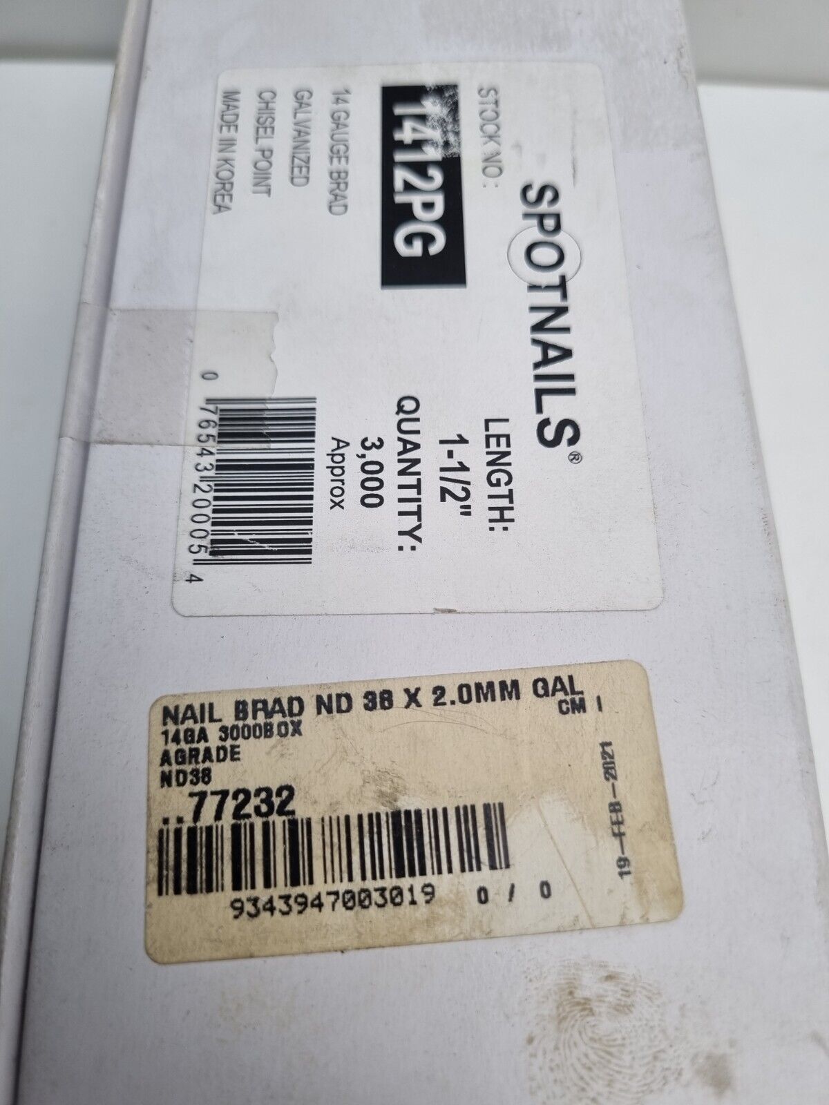 ND 14ga Brads 38mm Galvanised x3000 - New