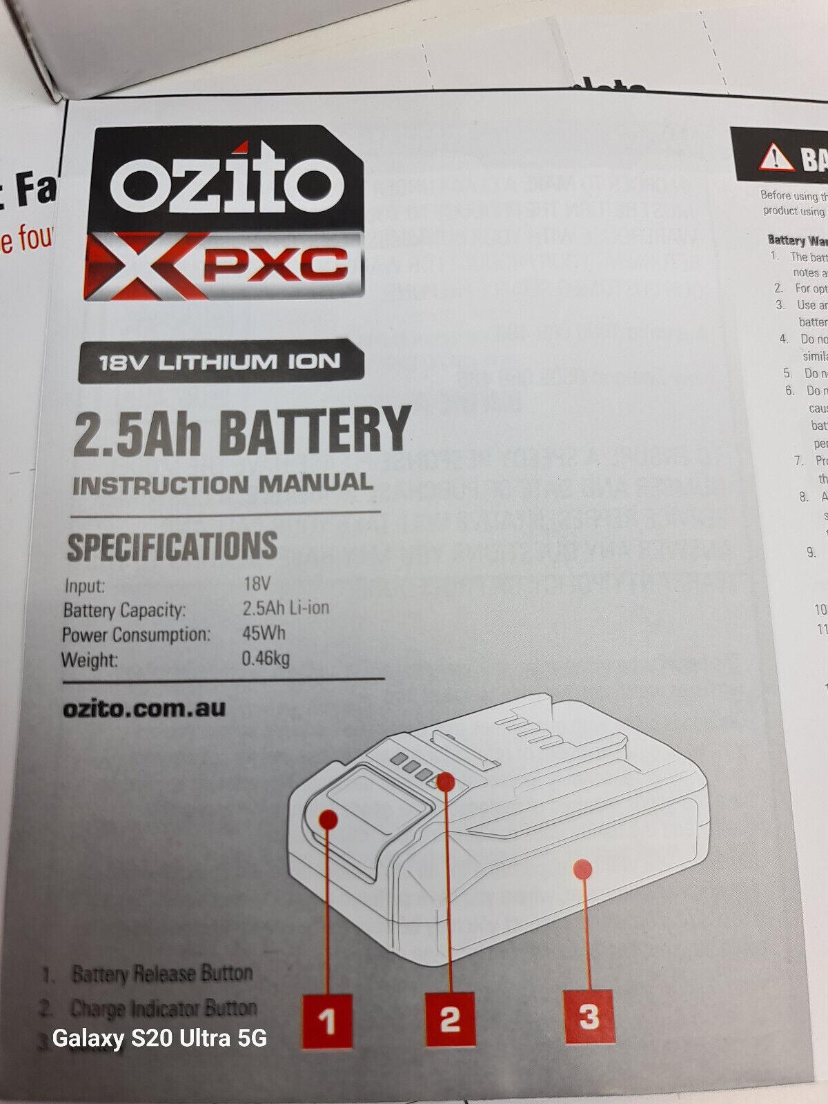 Ozito 18v 2.5Ah Battery - New