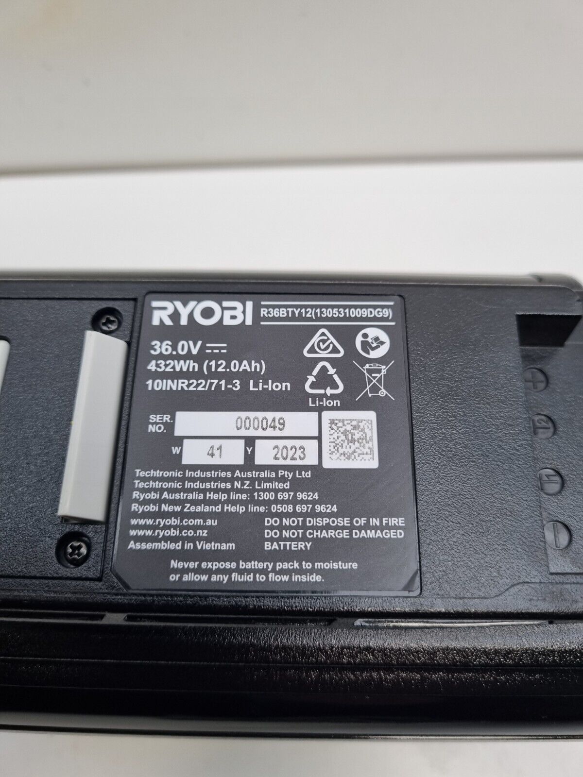 Ryobi 36v HP 12AH Battery R36BTY12 - New Condition