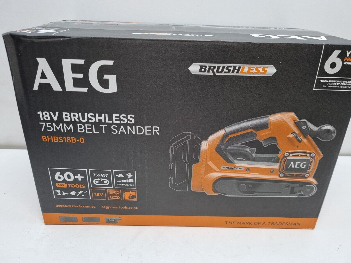 AEG 18v Brushless Belt Sander 75mm BHBS18B - New