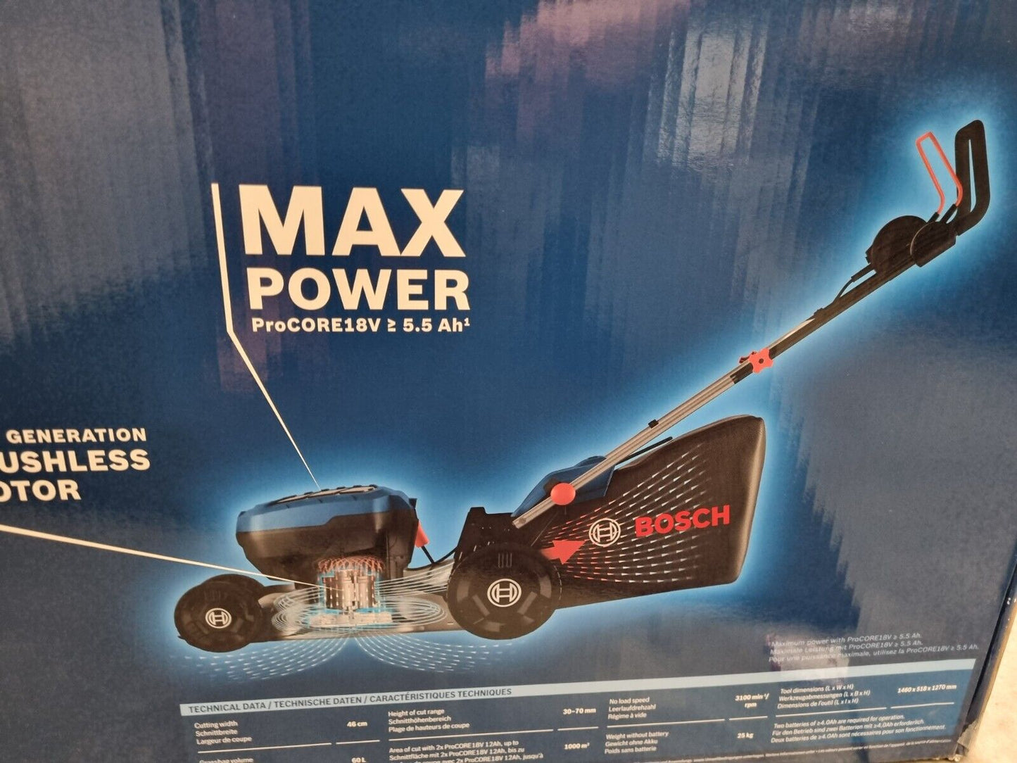 Bosch 18v Bi-turbo Brushless Lawn Mower GRA18V2-46 - 2x 18v - New