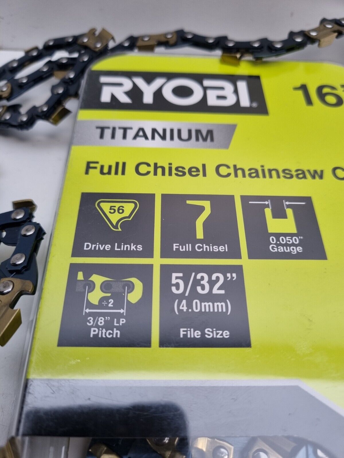 Ryobi 16" Titanium Chain 56-0.050 - 3/8 good quality tools