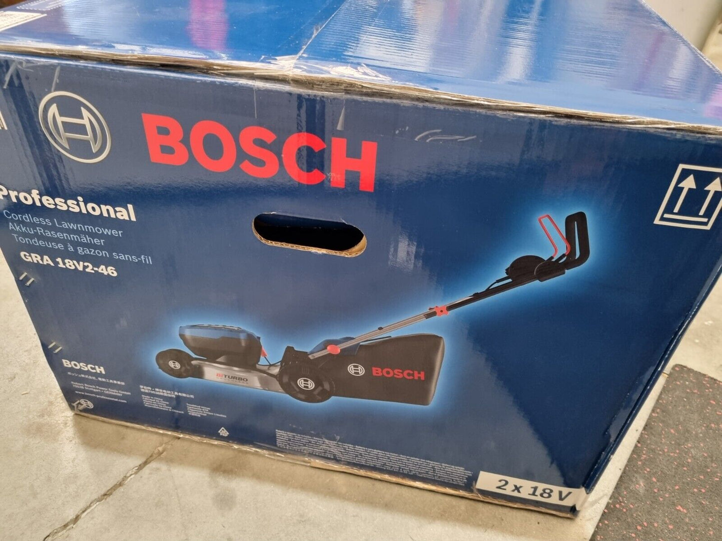 Bosch 18v Bi-turbo Brushless Lawn Mower GRA18V2-46 - 2x 18v - New