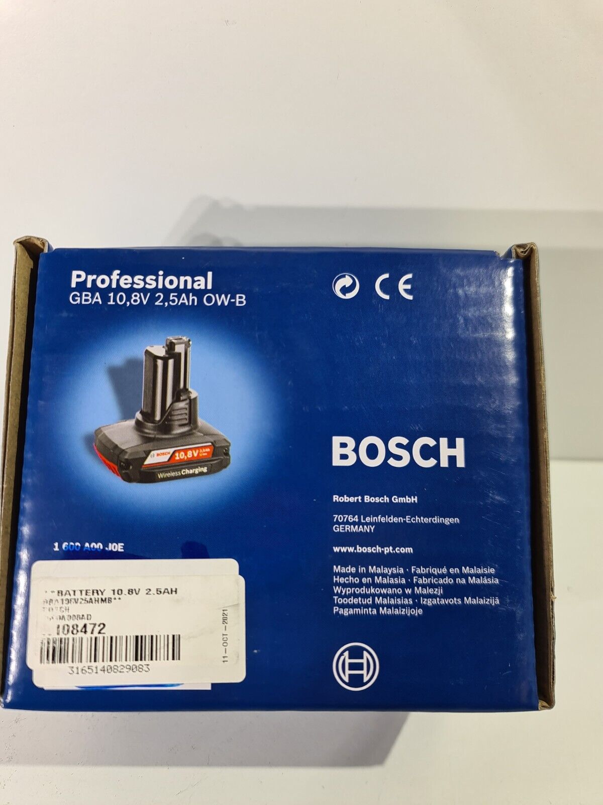 Bosch 10.8v 12v 2.5Ah Battery - Wireless Charging Compatible - New