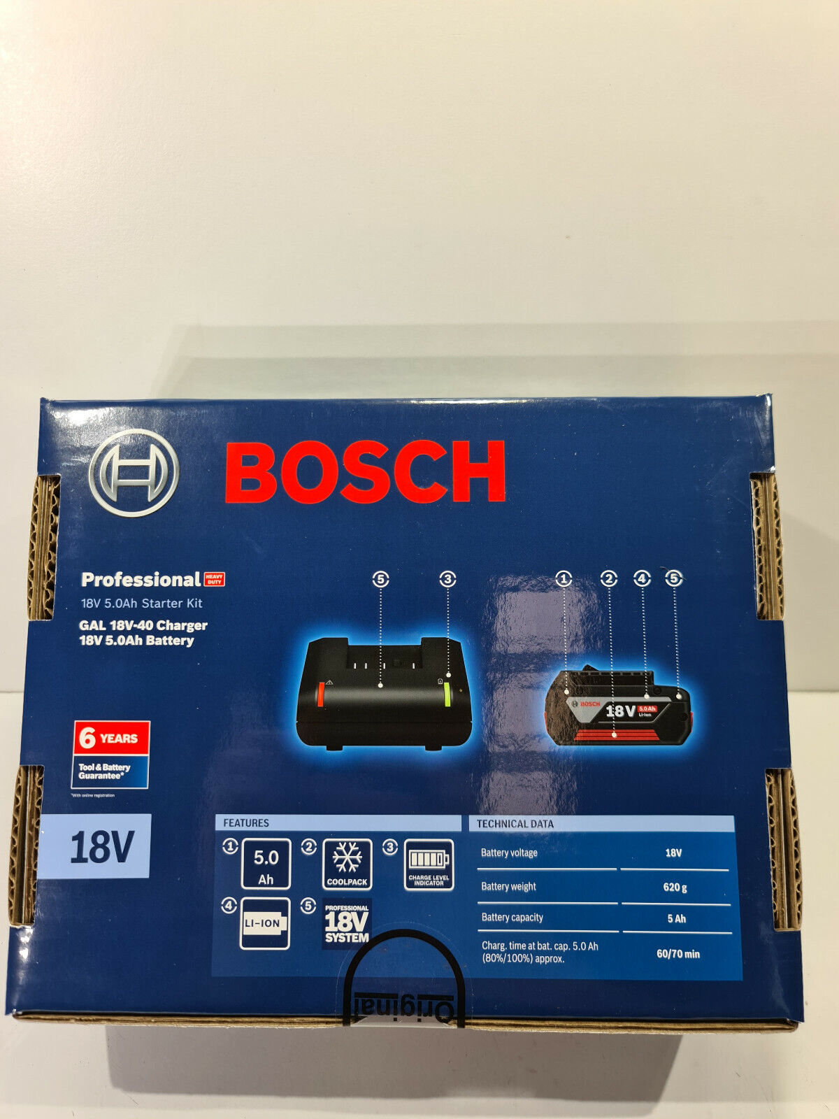 Bosch 18v 5Ah Battery + Charger - New in Sealed Box