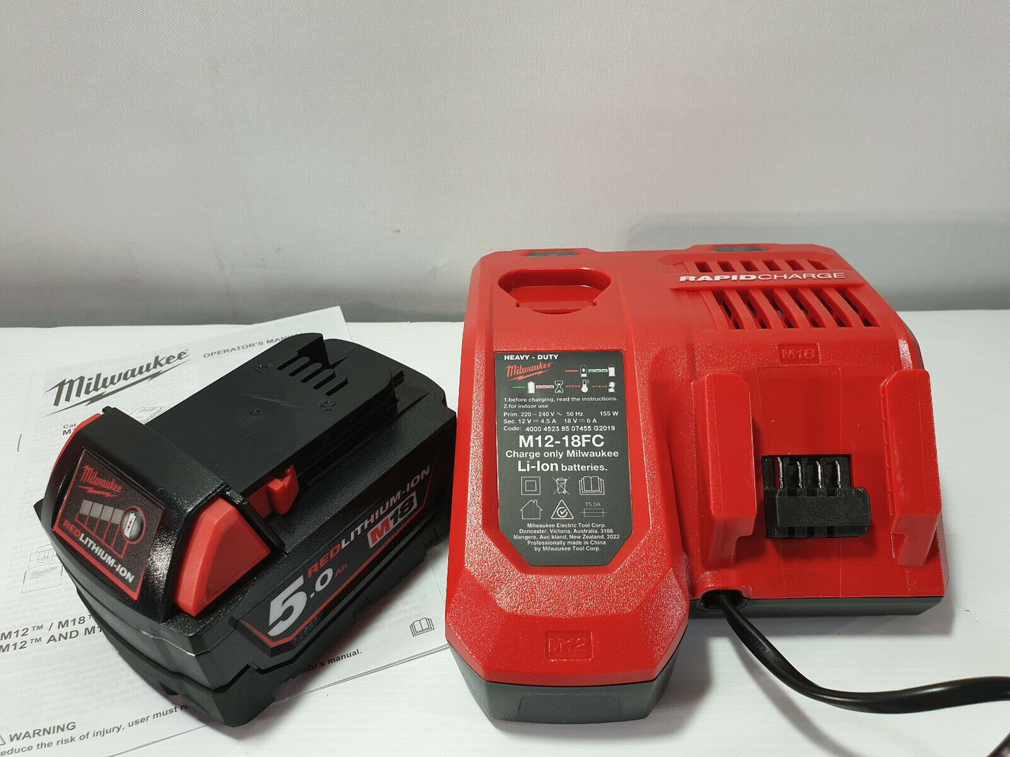 Milwaukee 18v 5Ah Battery + Rapid Charger  - New